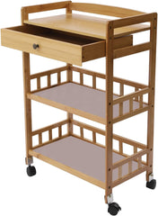 3 Tier Rolling Cart, 27.5"×11.8"×32", Portable Removable Kitchen Trolley Serving Cart with Drawer & Universal Wheels, Storage Organizer Utility Cart for Living Room Kitchen Home Bar