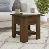 Small Coffee Table Square Smoked Oak Finish Engineered Wood Compact Center Table for Living Room Furniture Decor