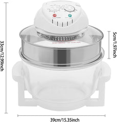 17L Glass Air Fryer 1200W-1400W 360° Viewable Convection Oven, Temperature Control Range 32℉ to 482℉, Oil-Less Grill Roaster Baker for Home