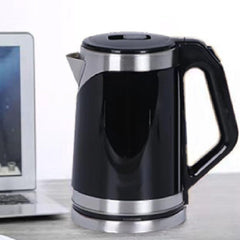 Double Wall Stainless Steel Electric Kettle 900W Automatic Power Off 2L US Plug 110‑130V, Large Capacity for Home with Long Cable for Office (Black)