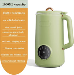 Mini Soybean Milk Maker, Portable Soy Milk Machine with 8 Functions, Juicer Maker Free Filtering Self Cleaning for Household, Green