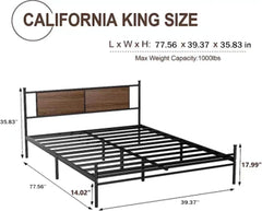 Metal Bed Frame, Full Bed Frame with Headboard, Base para Cama Full, with Steel Bed Support and Under-Bed Storage Space, Easy Assembly, No Box Spring Needed, Black, 18 Inch, Fulls (Full)