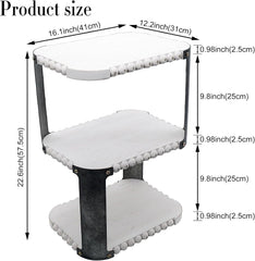 3-Tier End Table, Rustic Side Table with Metal Frame, Accent Bedside Table, 3 Tier Night Stands for Living Room, Bedroom, Entryway, Small Spaces (Rectangle)