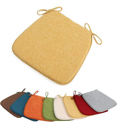 D-Shaped Chair Cushions for Dining Kitchen Office Chairs,Non-Slip High Density Foam Chair Pad with Ties,Indoor Outdoor Furniture Seat Cushion (Orange,17"x16")