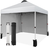 10x10 Pop Up Canopy Tent, Commercial Instant Canopies Shelter, Includes Wheeled Carry Bag & 4 Sandbags, Portable Outdoor Sun Shade for Camping, Beach, Parties, Events, Grey