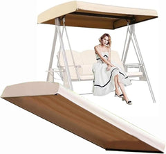 Swing Seat Canopy,Waterproof Canopy Garden Chair Tent Porch Top Cover Roofe, 2/3-Seater for Hammock-Khaki(Size:Three-Seater:192 * 124 * 18cm(75.6 * 48.8 * 7.08inches))
