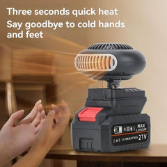 Battery Operated Space Heater, Portable Car Battery Powered Heater, Rechargeable Window Defroster Defogger, Cordless Heater Fan with Battery Charger, Anti Tilt Design for Camping/Cars (10-cell*2)