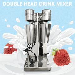 Milk Shaker Machine, Double Head Drink Mixer, Milkshake Drink Mixer Beach Frappe Machine Smoothie Blenders, Electric Bubble Tea Drink Mixer Infinitely Variable Speed 110V 180W
