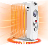 Happygrill Oil Filled Radiator Heater, 700W Portable Space Heater Radiator with Adjustable Thermostat, Overheat Protection, Electric Radiator Heater for Office, Bedroom, Indoor use