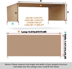 Canopy Replacement Cover All Purpose Outdoor Canopy Cover with Paracords and Pockets,Tent Awning Top Waterproof Cover for Patio Lawn Garden Backyard