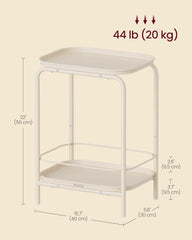 VASAGLE 2-Tier Outdoor Table, Small Side End Table with Tray Storage, Bedside Nightstand for Living Room, Bedroom, Modern Style, Camel Brown ULET243K01