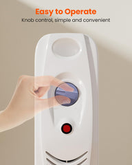 ORALNER Oil Filled Radiator Heater, 700W Portable Space Heater with Adjustable Thermostat, Energy Saving and Overheating Protection, Electric Space Heater for Indoor Use, Gray