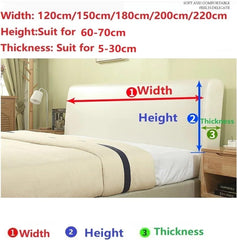Bed Headboard Cover Soft Thicken Quilted Headboard Cover Solid Color All-Inclusive Universal Bed Head Cover Luxury Bed Back Protector Cover(Beige,W240 x H70cm)
