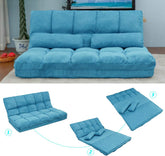 Harper & Bright Designs Double Chaise Lounge Sofa Floor Couch and Sofa with Two Pillows (Blue)