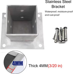 Deck Post Base with Complete Kit, Stainless Steel Post Bracket Square for Porch, Gazebos, Patio Pergolas & Sheds, Concrete Post Anchor 2x2 3x3 4x4 5x5 6x6 7x7 8x8 Inch (Size : 4.5x4.5 in/115x115 mm)