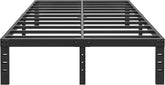 14 Inch Metal Bed Frame Queen Size No Box Spring Needed - Easy Assembly Heavy Duty Noise Free Narrow Bedframes - Double Black Basic Steel Slats Platform with Storage