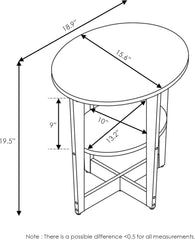 Furinno Jaya Side Table, 2-Tier Round End Table with Oval Tabletop, Night Stand, Bedside Table with Open Shelf, for Living Room, Bedroom, White