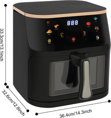 1400W Easy-View Air Fryer, 12.7QT Large Capacity Air Fryer with Viewing Window & 176-392℉ Adjustable Temp & 0-60min Timer, One-Touch Digital Control Auto-Shutoff Oven for Baking Roasting Dehydrating