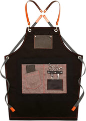 Aprons Adjustable bib Aprons Canvas Apron Household Kitchen Cooking Men Women Barista Grilling Restaurant Painting Work Aprons Light Grey Painter's Overalls