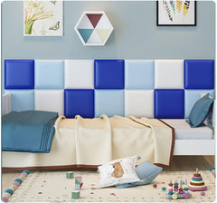 Wall Mounted Cushioned Headboard King Size Bed, 3D Detachable Soundproof Wall Panel, Reusable and Detachable Cushioned Headboard Leather Bed,D,11.8x11.8in/5 Pcs