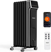 ROVSUN Oil Filled Radiator Heater w/Remote & APP Control, 1500W Portable Space Heater with Adjustable Thermostat, 24H Timer, Tip-Over & Overheat Protection for Indoor Use, Living Room Bedroom Office