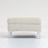 Square Ottoman Footrest & Storage, Beige Corduroy Modular Sectional Sofa