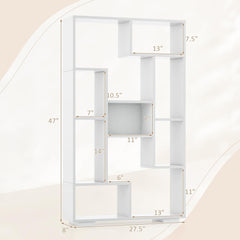 Giantex 47-Inch Bookshelf, Modern Wooden Geometric Bookcase with Open Shelves, Anti-Tipping Kits, Wood Book Case Shelf, Open Cube Storage Organizer Display Rack for Living Room