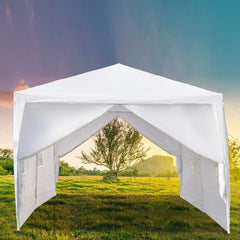 10' x 20' Outdoor White Waterproof Gazebo Canopy Tent with Removable Sidewalls Windows Heavy Duty Tent for Party Wedding Events Beach BBQ (with 4 Sidewalls)