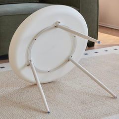 End Side Table, Round Table Living Room with Legs, Modern Night Stand with Storage Space,Home Decor Bedroom Nightstand for Living Room, Small Spaces, Easy Assembly Bedside Table (Short Style/White)