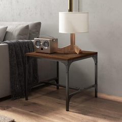 Industrial Coffee Table with Sonoma Oak Top and Steel Grey Frame, Height Adjustable Feet for Stability on Uneven Floors, Compact 19.7x19.7x13.8 Inch Design for Modern Living