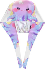 Cleaning Working Cap Smiling Octopus Printed Chef Hat for Women & Men, Adjustable, Breathable Black