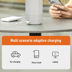 Heayzoki Travel Electric Tea Kettle, Portable Small Mini Coffee Kettle with 5 Temperature Control, 500ml and Stainless Steel, 5200Mah Water Boiler Heater for Camping Car (white)