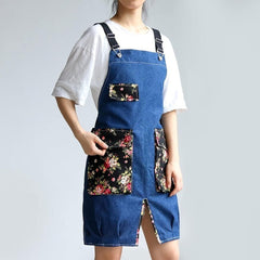 Aprons With Pockets Summer Denim Apron Home Kitchen Adult Stain Resistant Sleeveless Bib Work Wear Thick Waist Apron