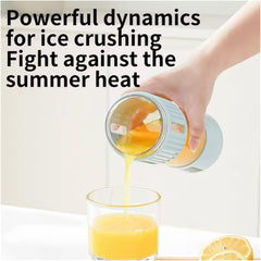 USB Rechargeable Portable Blender Juicer Cup 450ml - Quick Smoothie Maker Home & Travel, Ice Crushing, Easy Clean(Beige Grey-3.7V)