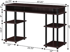 Student Desk with Shelves - No Tools Needed - Home Office Study Table - Compact & Sturdy Design