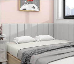 Peel and Stick Upholstered Headboard, 3D Anti-Collision Self-Adhesive Wall Panels, Wall Mounted Headboard for Wall Decor,Light Blue,80x50cm