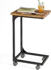 Fixwal C Table, C Shaped Side Table, Small End Table Living Room with Adjustable Feet, TV Tray for Couch, Bedroom, Bedside, Black