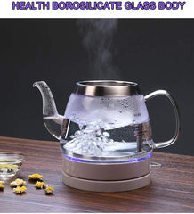 Cookers Tea Kettle Kettle Glass Electric Kettle 1 Litre Green Water Bottle with Illuminated LED Stainless Steel Inner Cover and Bottom Automatic Power Off Protection 1000W