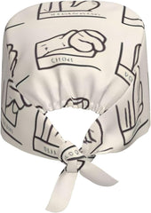 Cleaning Working Cap Sign Language Alphabet Printed Chef Hat for Women & Men, Adjustable, Breathable Black