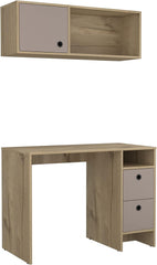 LIFE SKY Tokyo Office Desk Set: Compact Wall Cabinet & Two Drawers - Modern Wood Workspace for Small Apartments & Creative Professionals