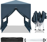 6.5x6.5ft Pop Up Canopy Tent,Outdoor Instant Shelter Folding Canopy with 4 Side Walls and Carry Bag for Commercial Events,Party,Backyard BBQ,Camping Blue (6.5 * 6.5ft Blue)
