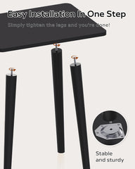 MIRROTOWEL Side Table, Small Table, Modern Home Decor Bedside Table for Living Room Bedroom Balcony Office,Easy to Assemble(Black)