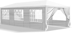 10'x30' Heavy Duty Party Tent Gazebo – Waterproof Wedding Canopy with 8 Removable Sidewalls & 2 Doors – Patio Wedding Gazebo Perfect for Outdoor Events, Markets & Gatherings (White)