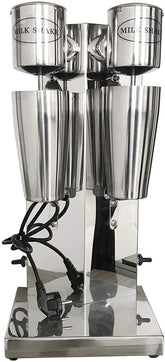 Milk Shaker Machine, Double Head Drink Mixer, Milkshake Drink Mixer Beach Frappe Machine Smoothie Blenders, Electric Bubble Tea Drink Mixer Infinitely Variable Speed 110V 180W