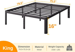 Askeld Twin Bed Frames, 14 Inch High Metal Platform Bed with Round Corner Leg, No Box Spring Needed, Heavy Duty Noise-Free Bed Base, Easy Assembly, Black