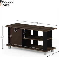 Three-Tiers 50 Inch Living Room TV Stand with Bin, Living Room TV Entertainment Center with Three Shelves for TVs Up to 40", Under TV Cabinet with Storage for Living Room, Bedroom