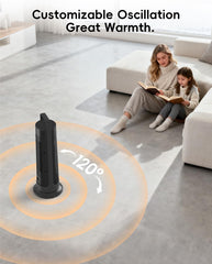 Space Heater for Indoor Use Large Room, 1500W Portable Office Heater, 120° Oscillation, PTC Ceramic with Thermostat and Remote, 12H Timer, 3 Modes, Fast Safety Heat for Home Bedroom
