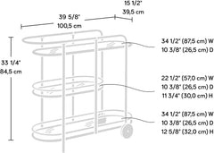 Sauder Coral Cape Bar Cart Metal/Glass, Black Finish