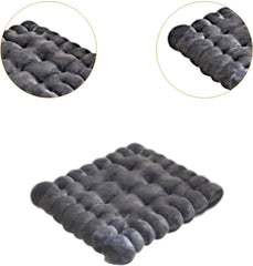 Chair Cushion for Square Seating, Biscuit Design Pad for Yoga and Balcony, Gray