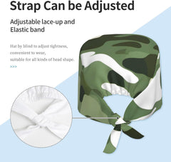 Cleaning Working Cap Camo Green Printed Chef Hat for Women & Men, Adjustable, Breathable